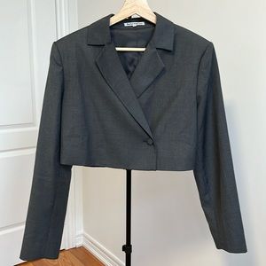 Reformation grey double breasted crop Jason blazer 2